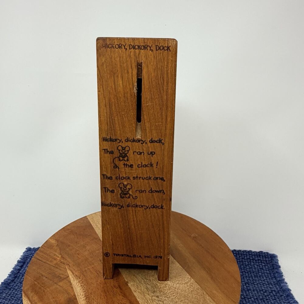 Hickory Dickory Dock Bank Wood VTG 1976 Prop No Cork
